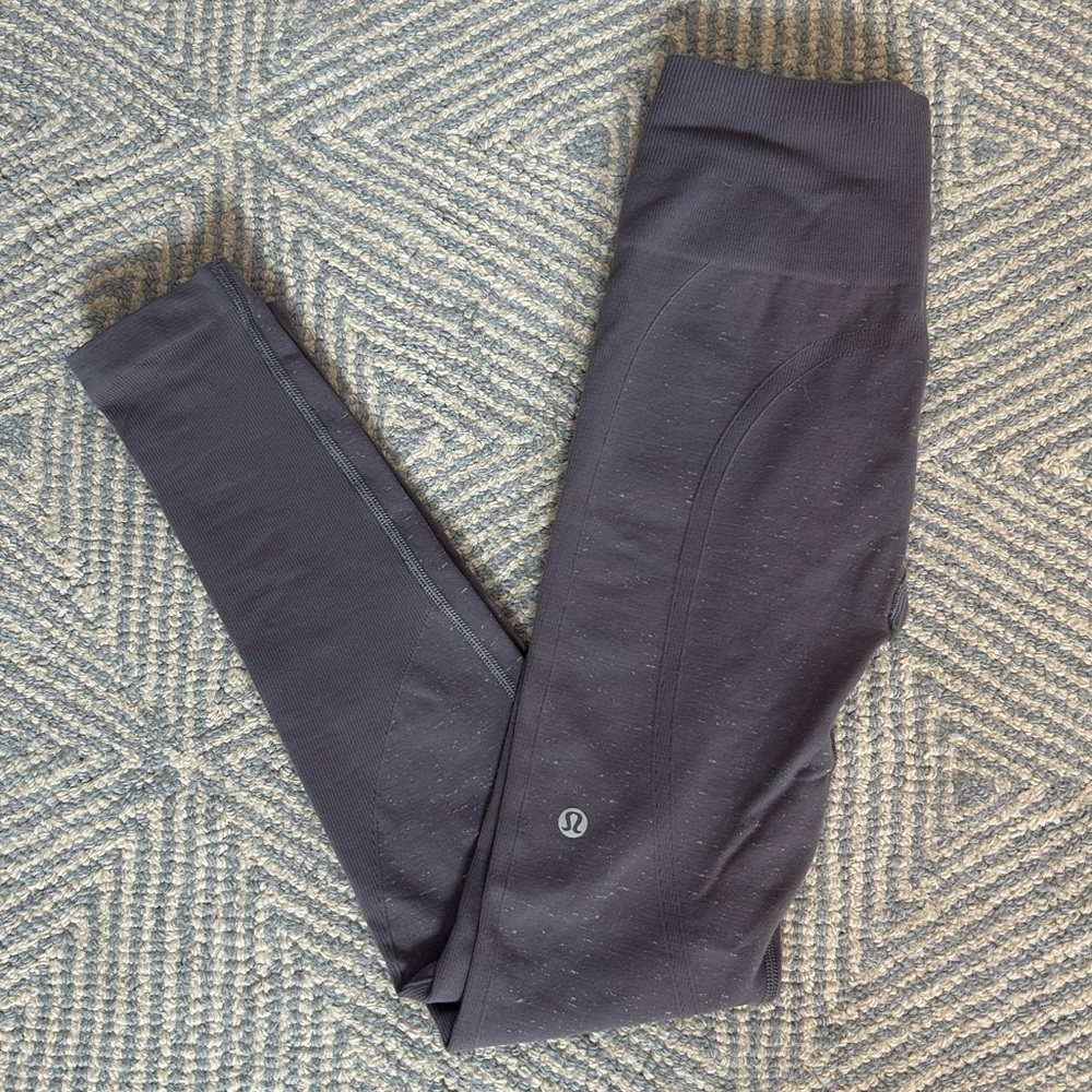 LULULEMON Gray Speckled High Rise Thick Cotton Knit Yoga Leggings Cold Weather